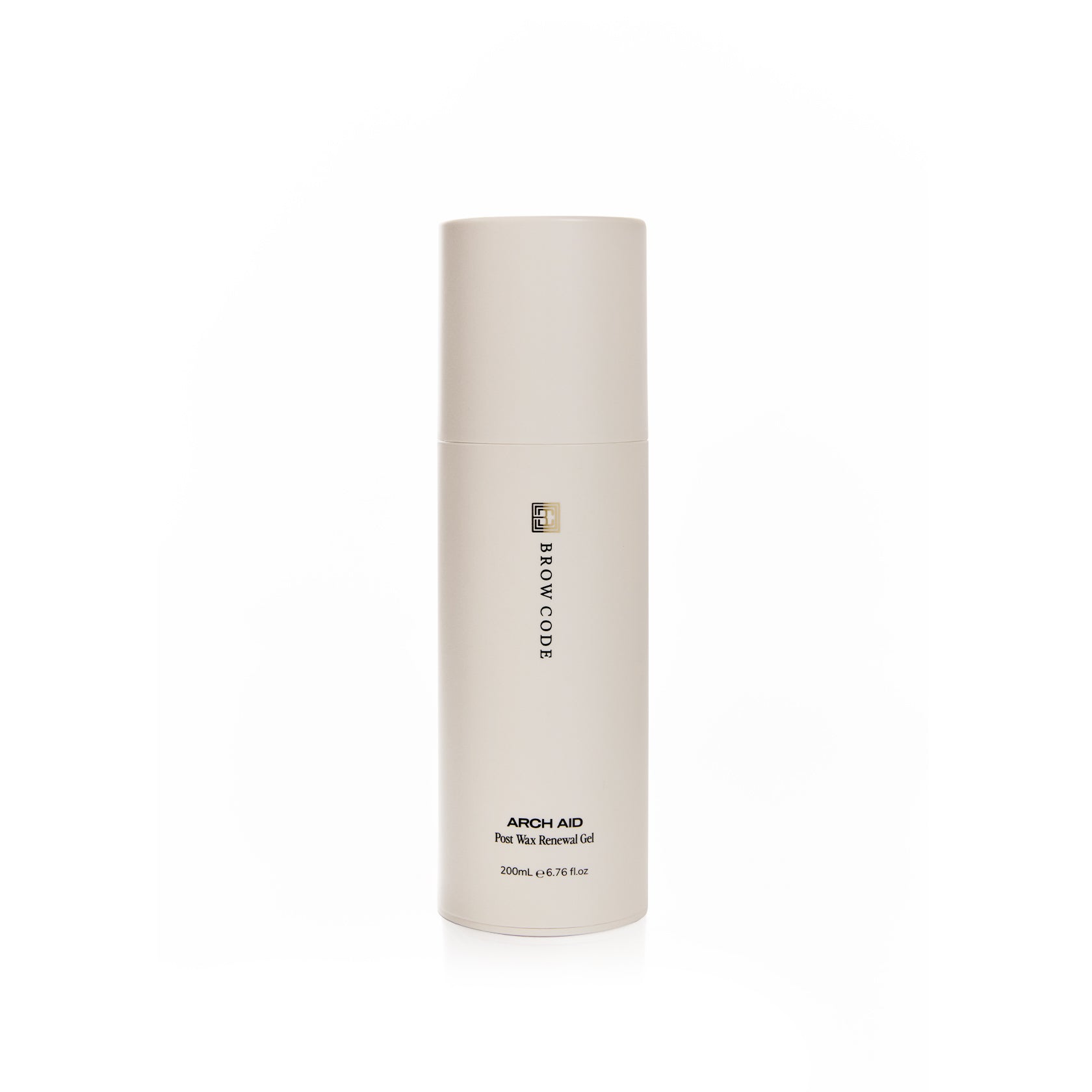 Brow Code Arch Aid Post Wax Renewal Gel on a white background