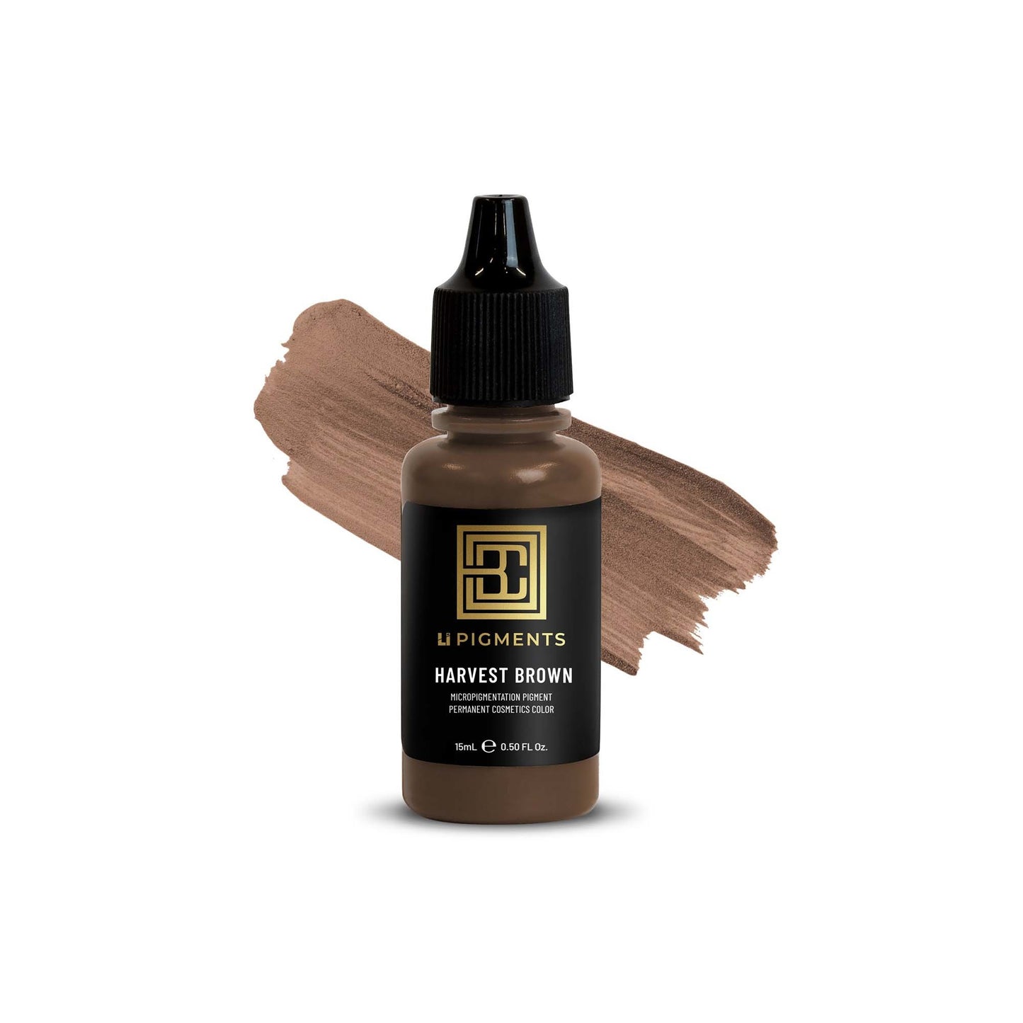 Li Pigments Permanent Makeup - Color-Harvest Brown with swatch on white background